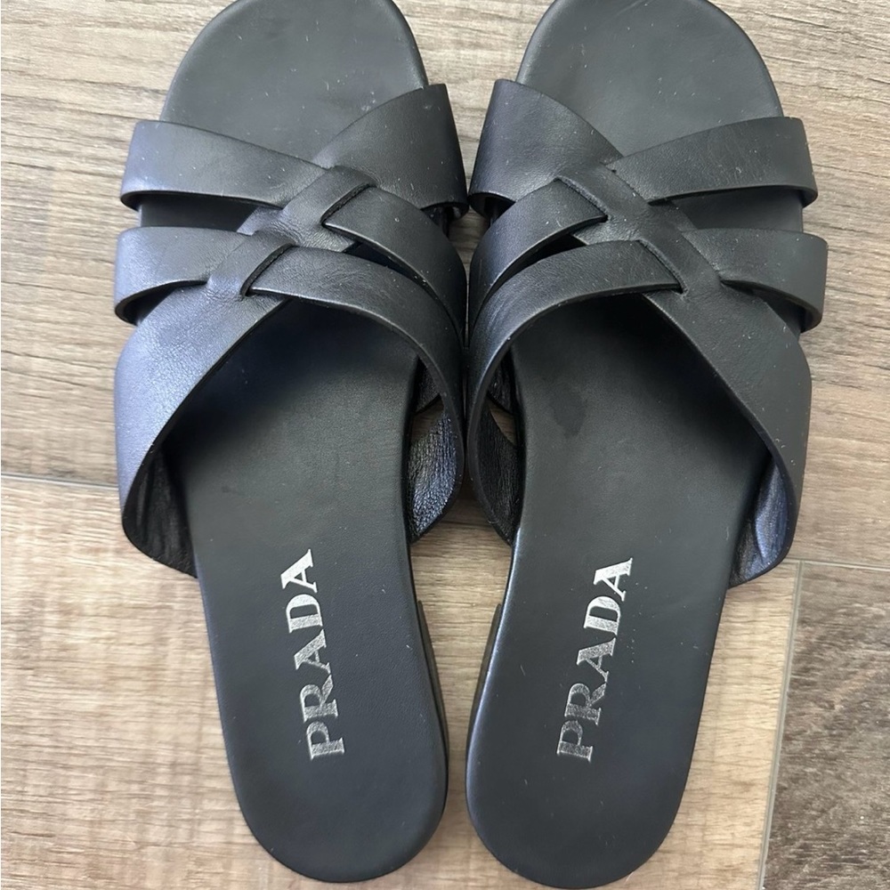 Prada Sandals black leather size 36